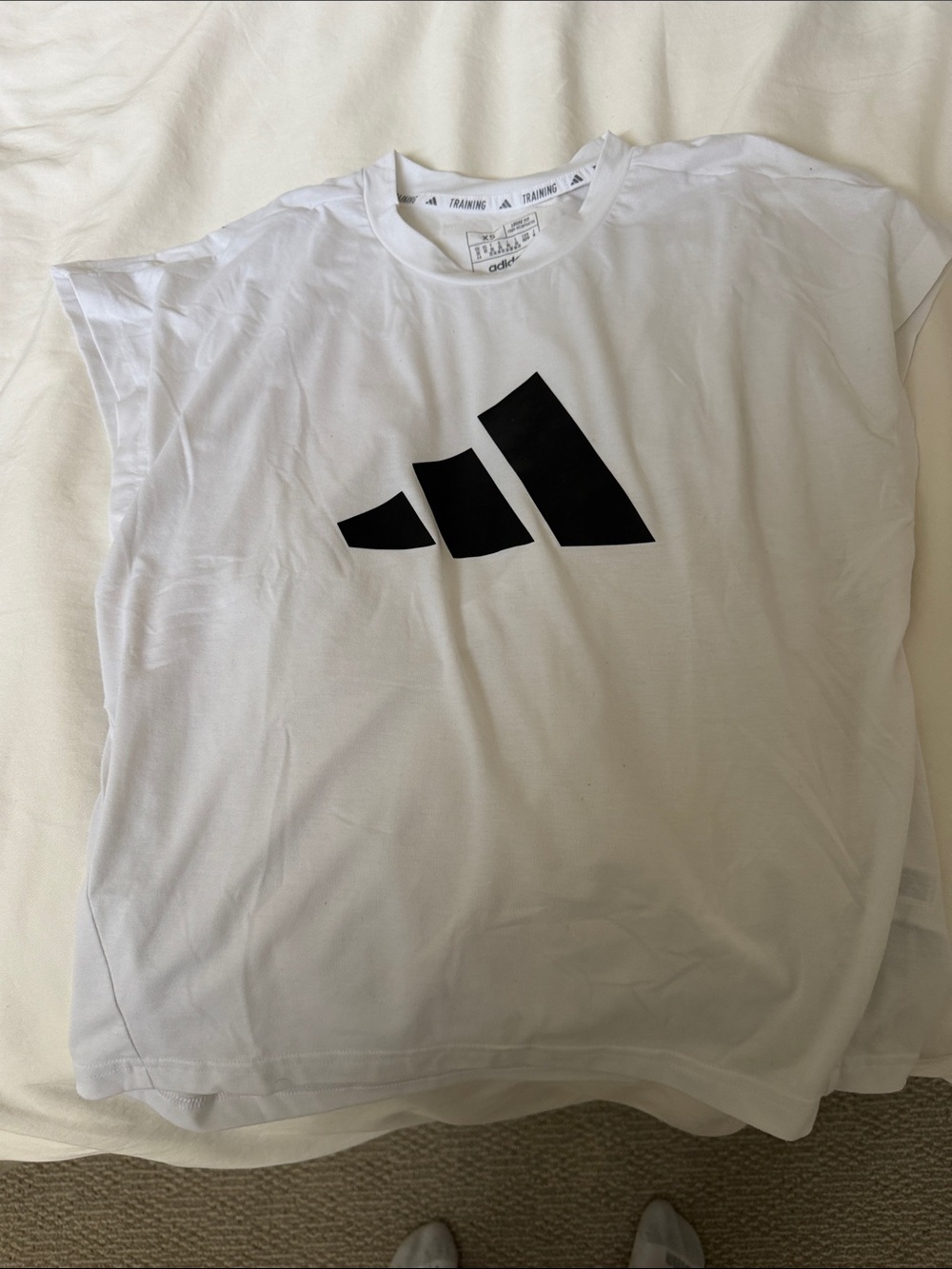adidas White Short Sleeve Tee with Black Logo
